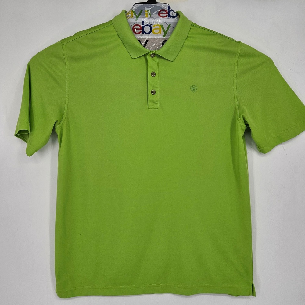 Ariat Tek Shirt Mens Large Polo Heat Series‎ Performance Sports Green FLAWS